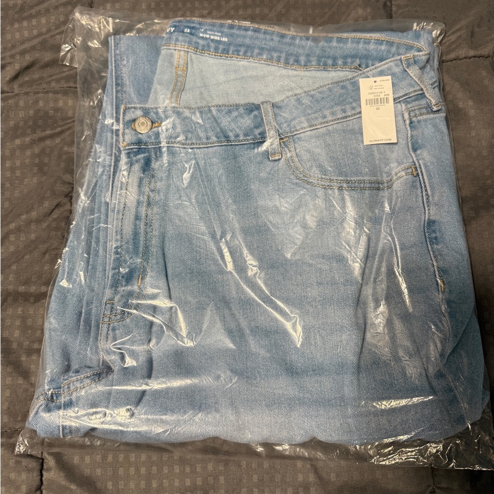 old navy High Rise Wow wide leg Women's size 22 New In Bag Blue Denim